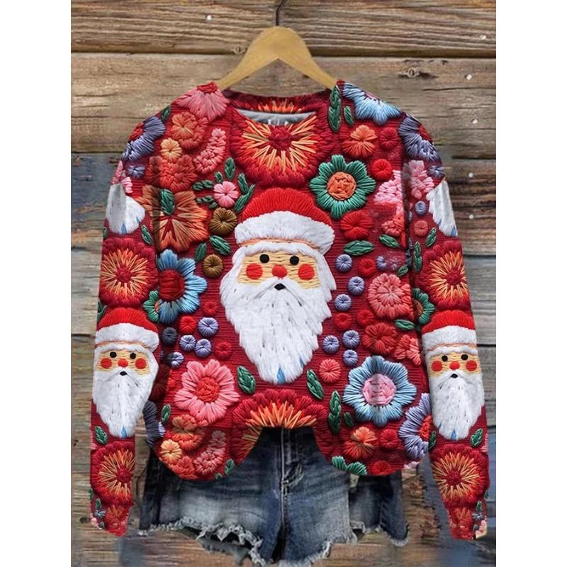 New Christmas Autumn/Winter Printed Round Neck Hoodie For Women