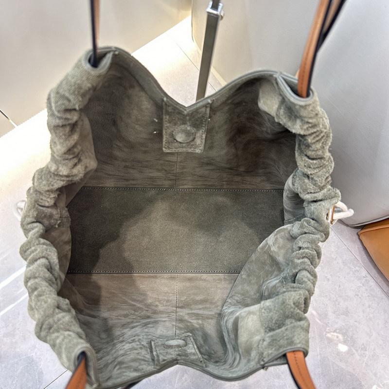 New first-layer cowhide leather suede matte tote bag vegetable basket handbag shoulder messenger bag women's bag