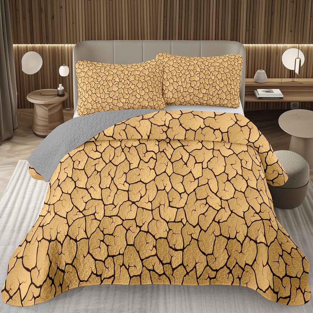 Steinmuster Tagesdecken Queen Abstraktes Marmorierung Überwurf Geometrie Bettwäscheset Für Jungen Mädchen Wendbar Gesteppte Tagesdecke Bezug