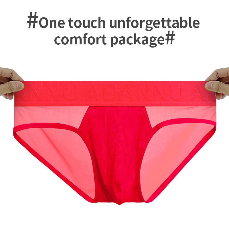 Men's Translucent Low Waist Briefs, Sexy Breathable Sports Fitness Underwear For Men Fashion Solid Color Man Underpants