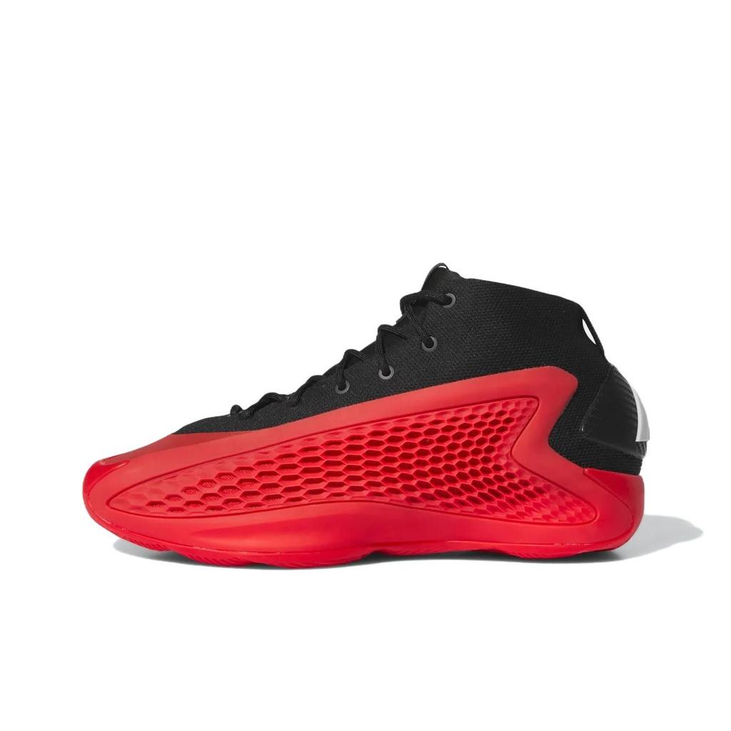 New Adidas A.E. 1 Anti Slip Wear Resistant Mid Top Children's Basketball Shoes Red Black Teenagers IG6611