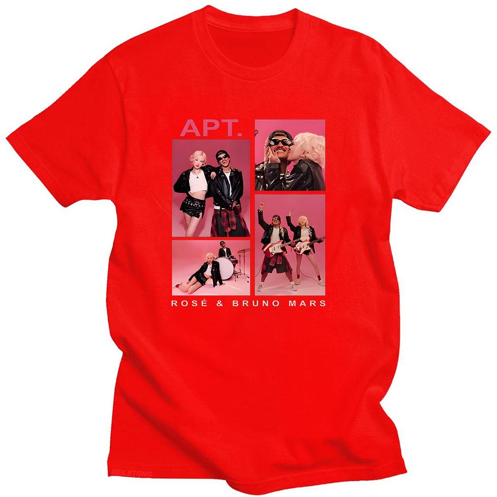 

Футболка APT ROSÉ & Bruno Mars унисекс для пары Harajuku Aesthetic Tee Shirt с коротким рукавом и круглым вырезом Camisetas Punk Clothing S