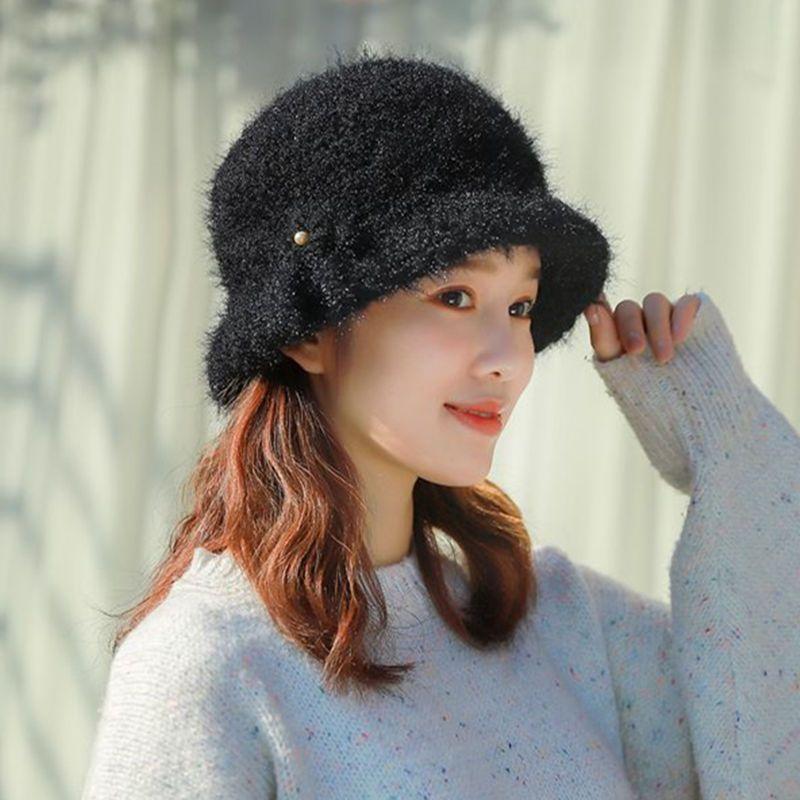 Knitted Hat for Women In Autumn and Winter Fashionable and Versatile Thick and Plush Knitted Hat Warm Fisherman Hat