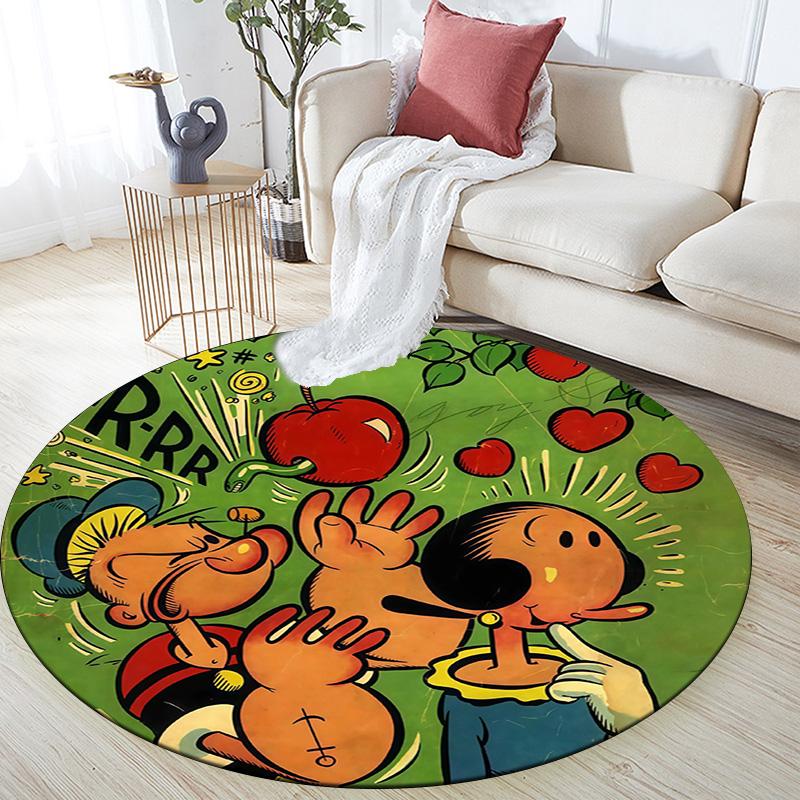 Popeye the Sailor3 Round Area Rug,Carpet Rug for Living Room Bedroom Sofa Playroom Decor,Non-slip Floor Mat
