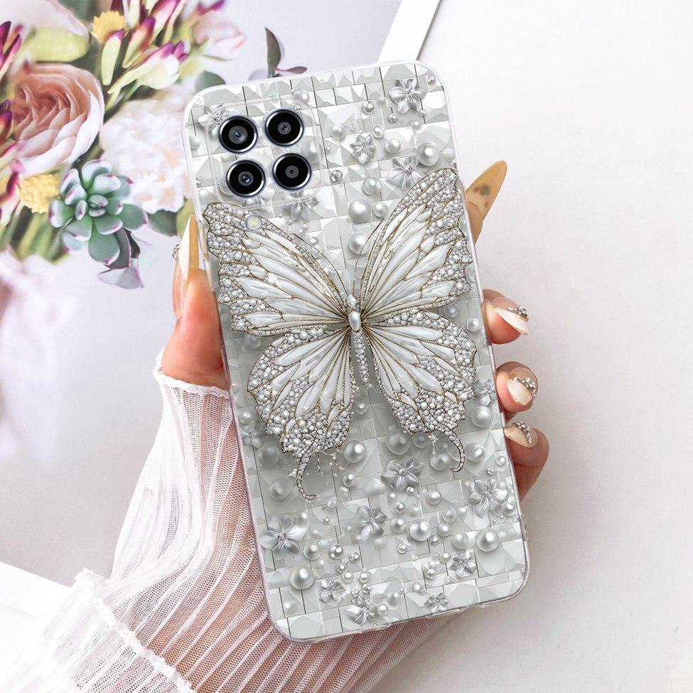 Transparent For Samsung M33 5G Case Cover Cute Cat Fashion Butterfly Funny Painted Casing For Samsung Galaxy M33 5G M336B M336K