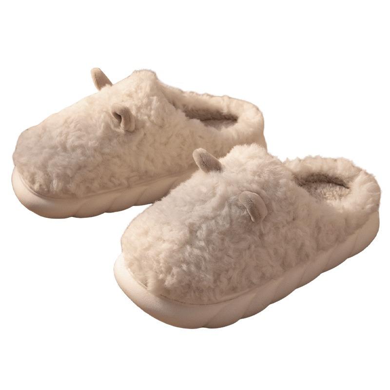 Cotton Slippers Women's Winter Cute Indoor Home Small Sheep Plush Warm Confinement Couple Winter Slippers Men