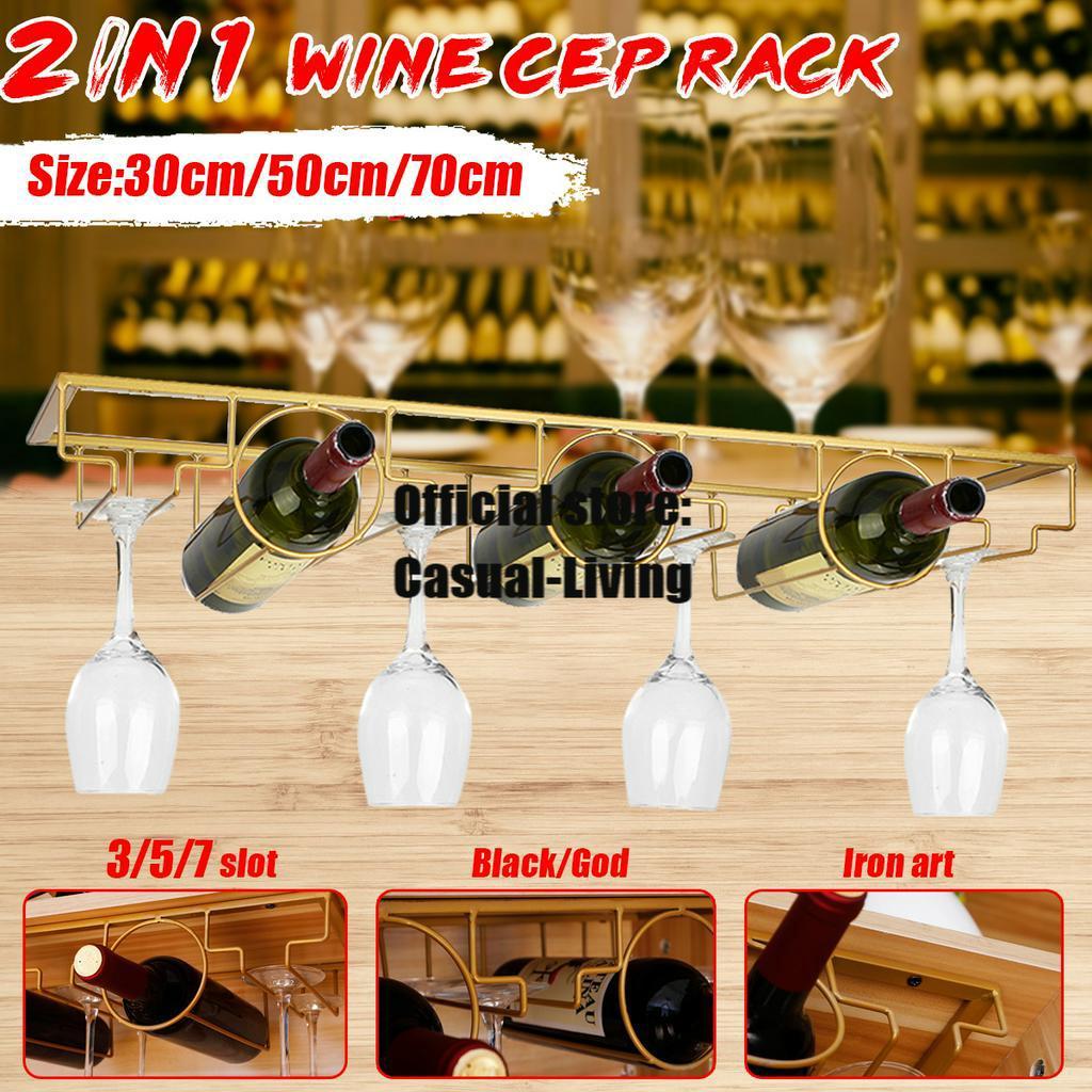 3//5/7 Fack Järn Vinställ Glasställ Bartender Hängställ för Stjälkglas Barverktyg Under Skåp Stjälkglasorganisatör Glas Pokal Järnställ