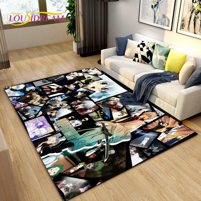 Anime Gintoki Kagura Gintama Area Rug,Carpet Rug for Living Room Bedroom Sofa Doormat Decoration, Kids Play Non-slip Floor Mat