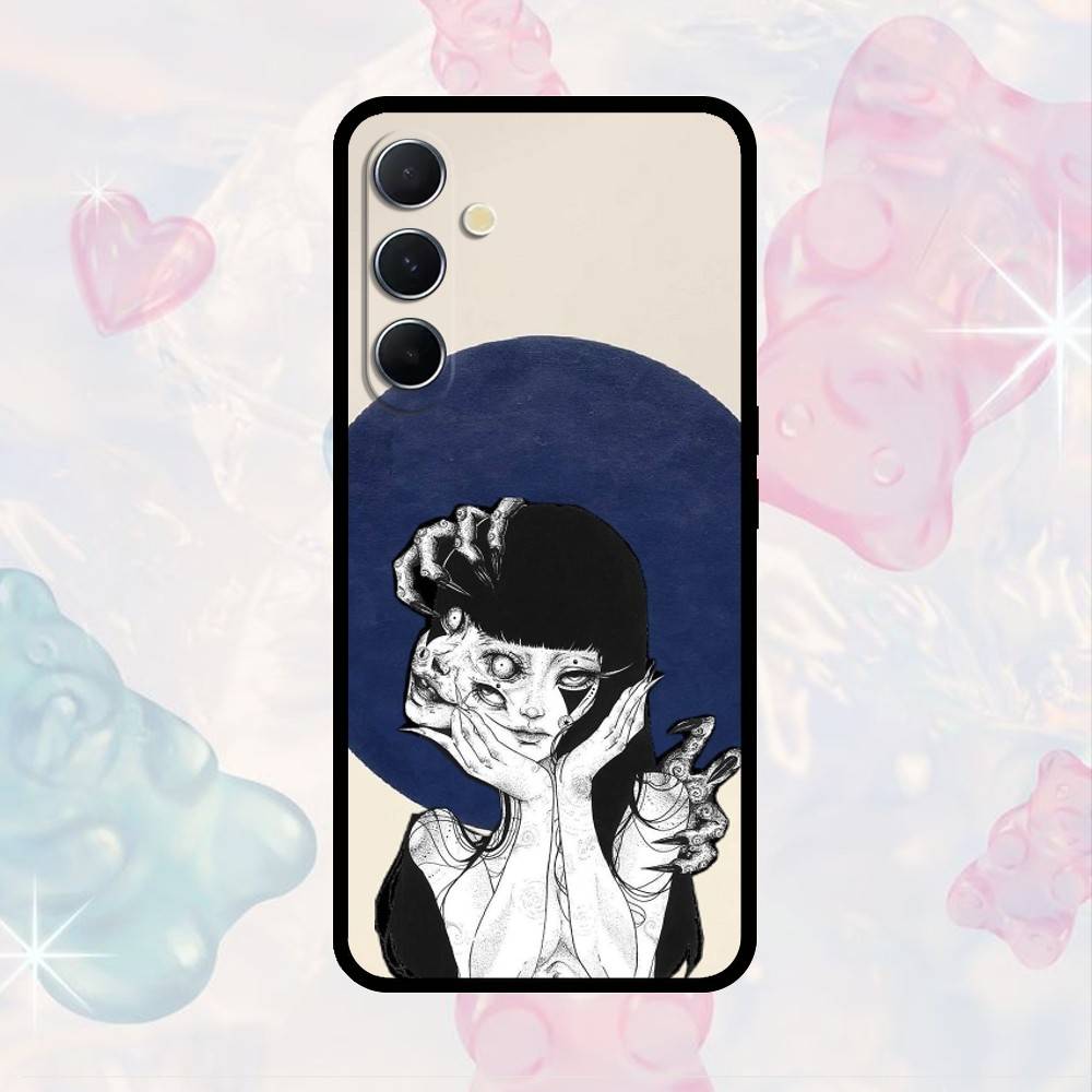 

AAA Junji Ito comics Plating Phone Case For Samsung S25,S24,S21,S22,S23,S30,Ultra,S20,Plus,Fe,Note,10,9,5G Black Cover Samsung S21 s305G