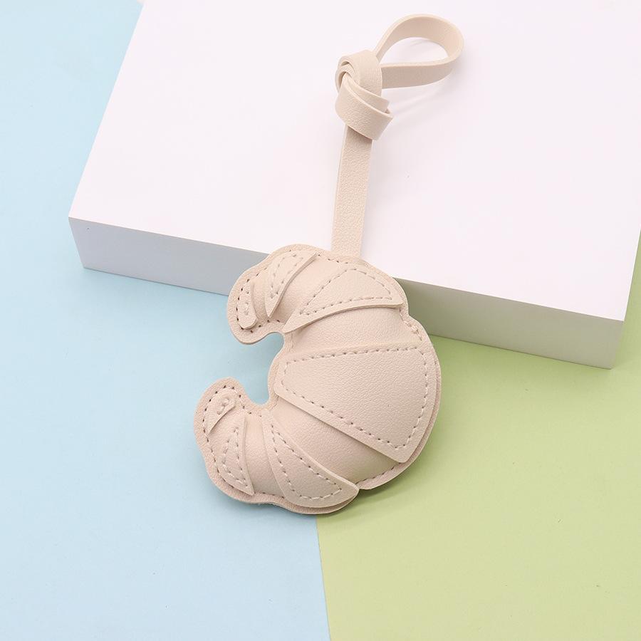 PU Leather Croissant Keychain Car Keyring Cartoon Hanger Bag Pendant