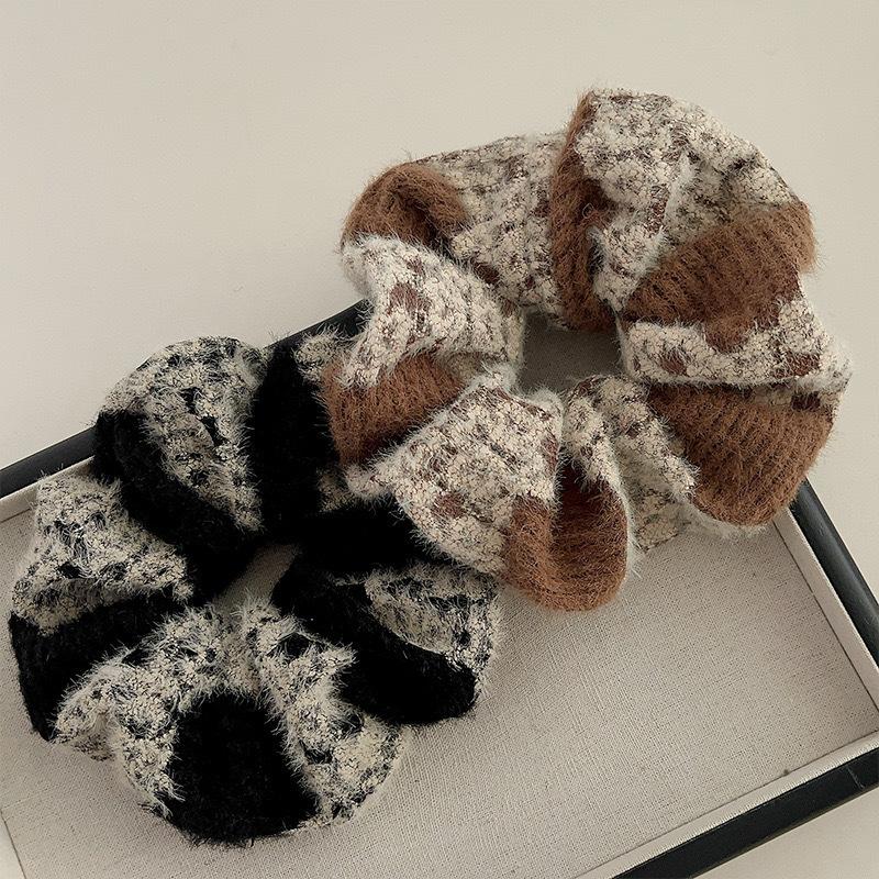 2pcs Autumn and Winter New Double Knitted Large Intestine Hairband French Retro High End Hairstring Accessories