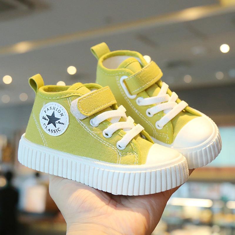Children's Canvas Shoes - New Spring/Autumn High-Top Casual Shoes for Boys, Slip-Resistant Skate Shoes for Girls, Soft-Soled Shoes for Toddlers