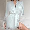 1011 spring popular satin sexy lace long-sleeved nightgown loungewear simple and comfortable casual approval