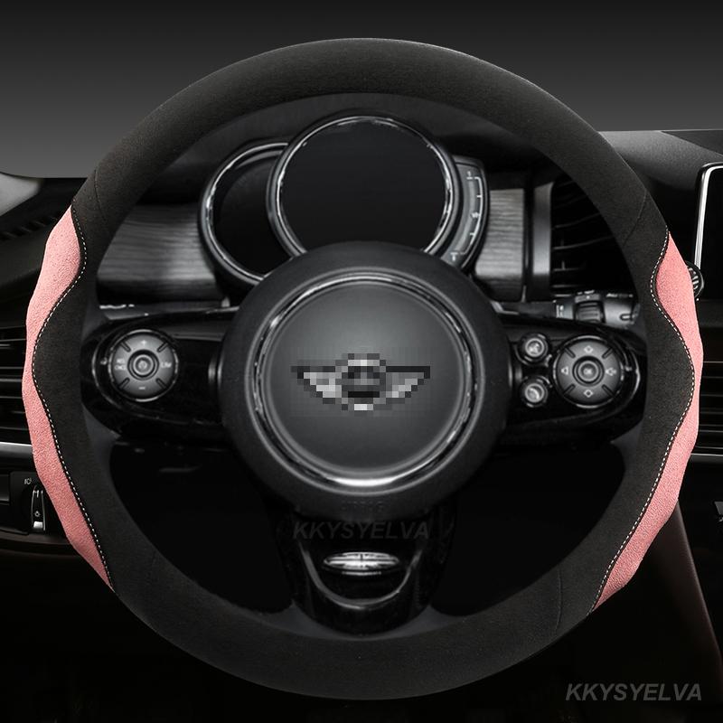

Замшевый чехол на руль автомобиля 38 см из коровьей кожи для MINI COOPER S JCW ONE F54 F55 F56 F60 R60 R61, аксессуары для интерьера