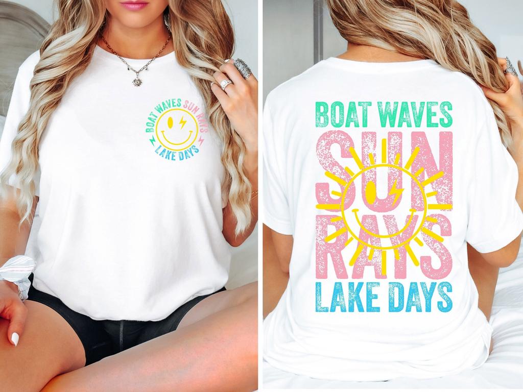 Retro Summer Vibes T-Shirt, Boat Waves, Lake Days