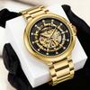 Herren Automatische Skelett Mechanische Uhr Steampunk Vintage Design Strassstein Uhr Business Casual Armbanduhr