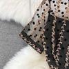 Fashion Temperament Waist Slimming Dot Mesh Flounces Fishtail Dress