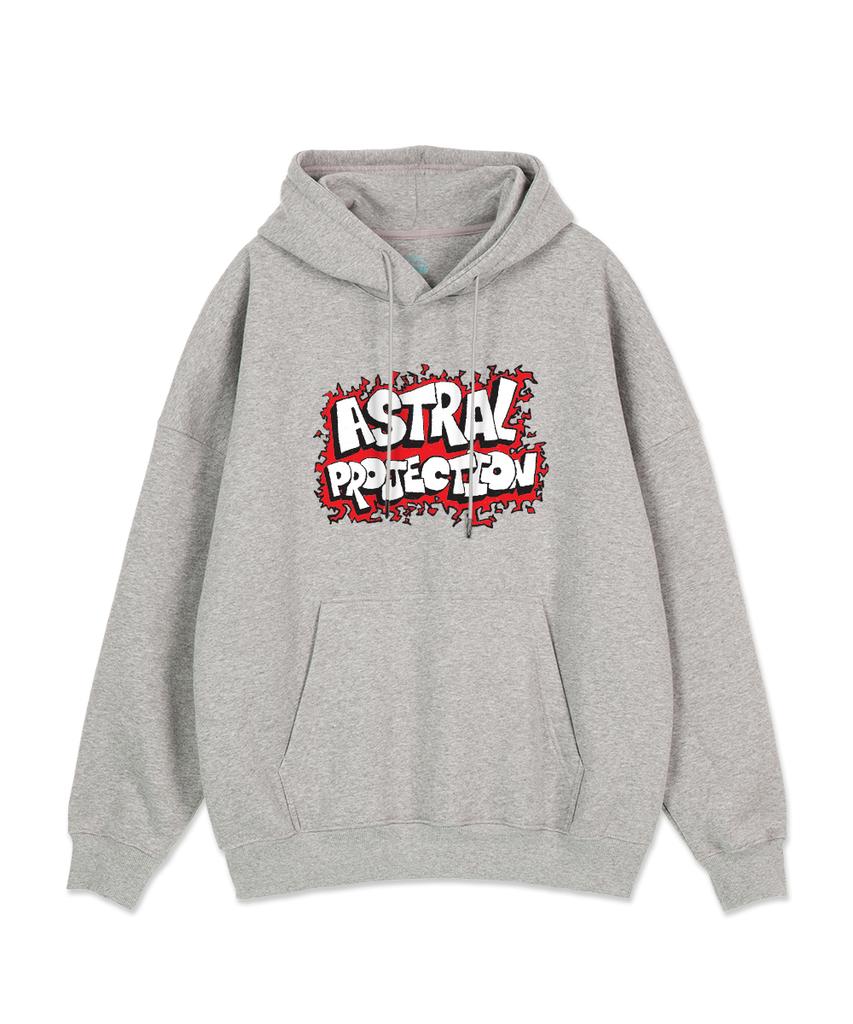 Graffiti Logo Oversized Wide Shoulder Hoodie_Melange