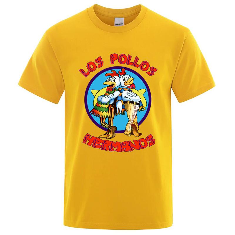 Summer Men's High Quality LOS POLLOS Hermanos Funny Printed T-Shirt Casual Cotton Breathable Tshirt Chicken Brothers Tees Top