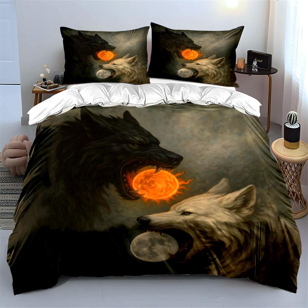 "Mitologia del Lupo Sole e Luna" Squisito set da letto a tre pezzi regalo per bambini e adulti