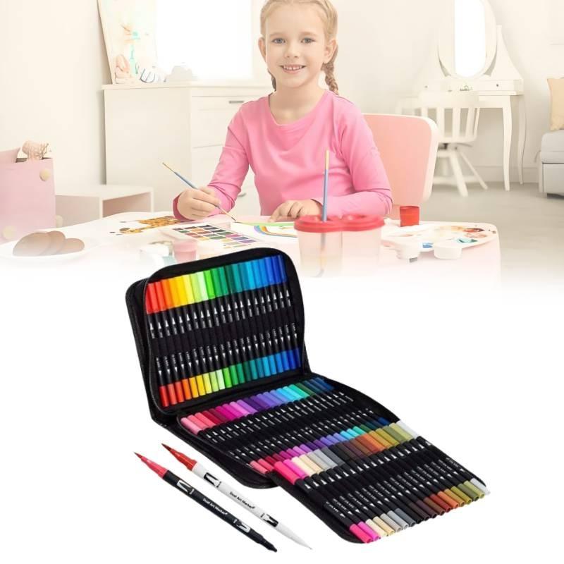 Premium 120 Color Dual Head Watercolor Brush Pens Washable Safe For Children Art Projects