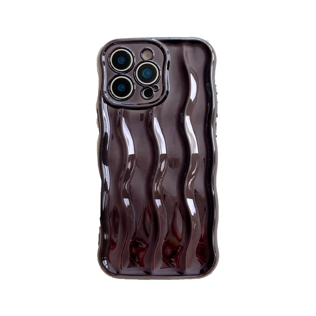 INS High-End Wave Stripe Case for iPhone 17 Pro Max, Apple 16 Solid Color Simple 15/14