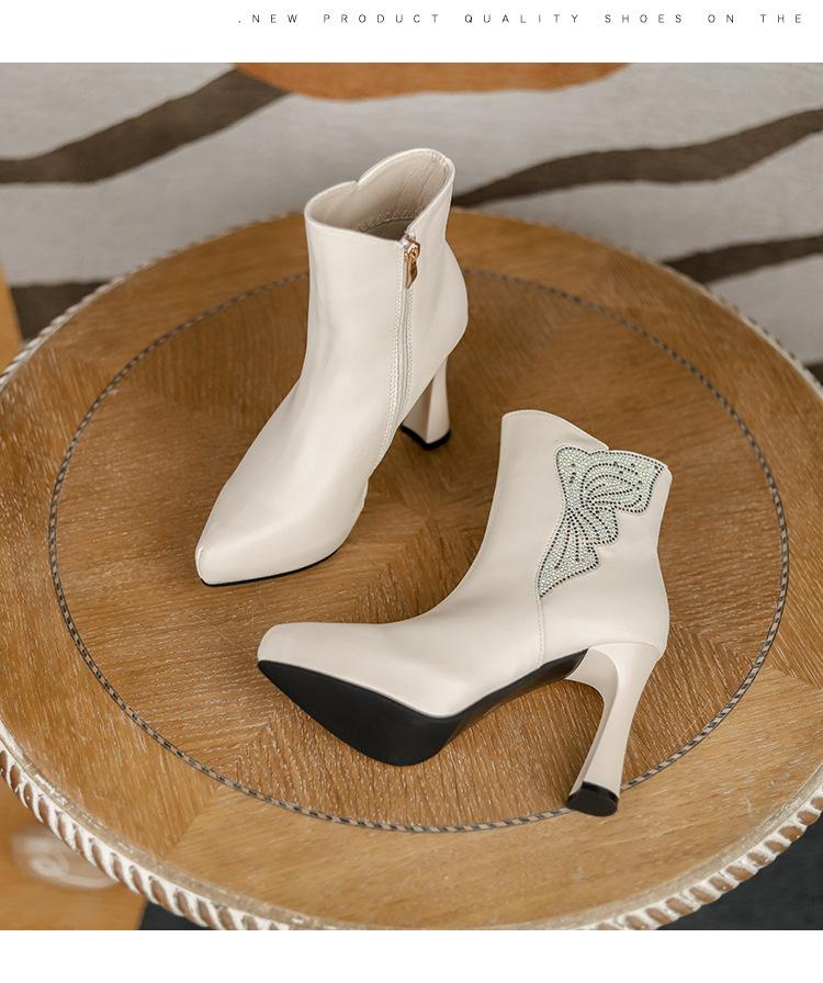 

Yuexinwang натуральная кожа плоская для женской обуви Хуэйчжоу виноград мать та же кожа сапоги женские тонкие каблуки острый носок осень и зима новые короткие сапоги 40 абрикосовый