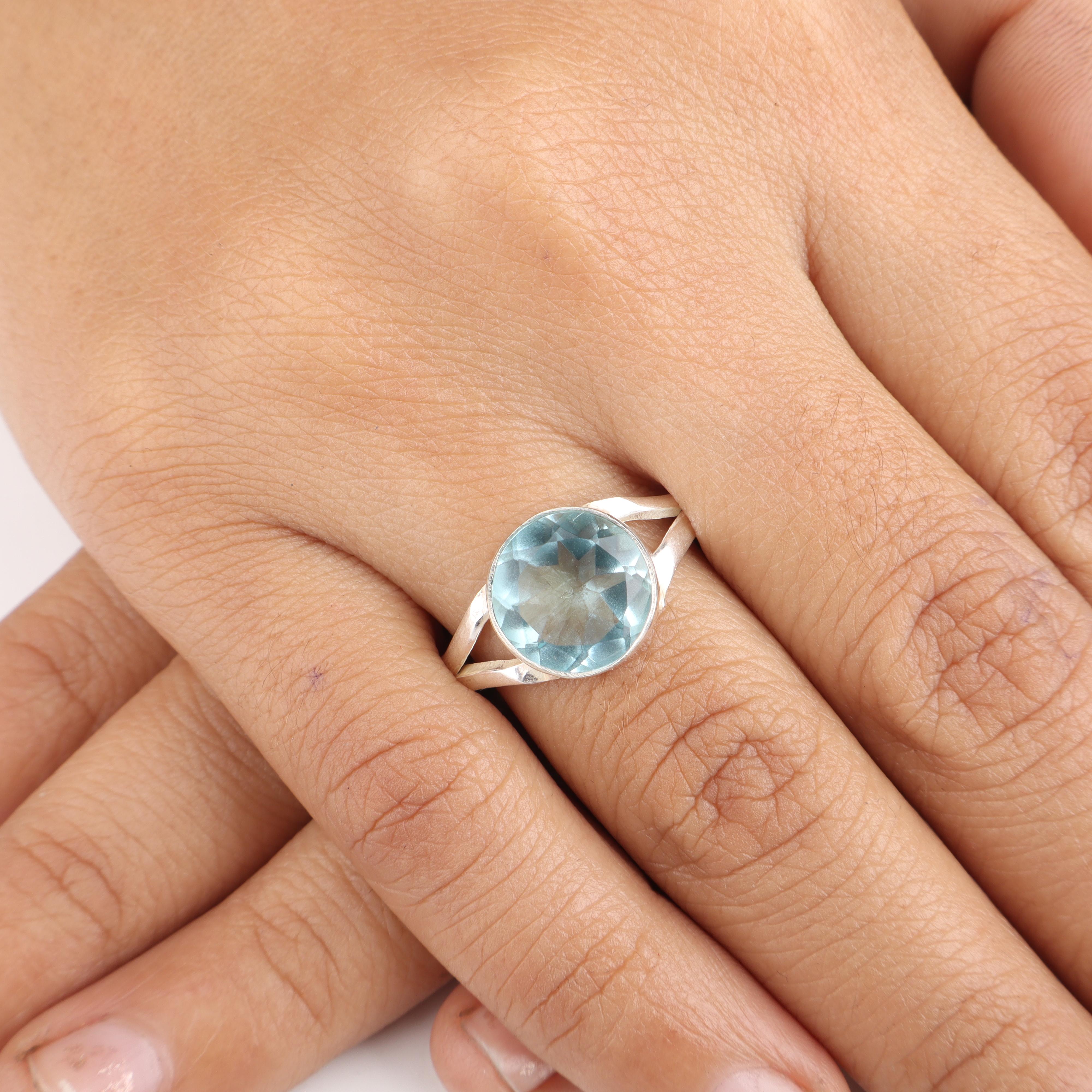 

Sky Blue Topaz Gemstone Sterling Silver Handmade Women Ring, 925 Stamped Silver Jewelry, December Birthstone Gift, Gift For Her RR-83-14 13