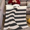 Black-White Wave Flannel Blanket Warm Soft Halloween Christmas Couch Warm Cozy Decorative Decor Gift for All Season