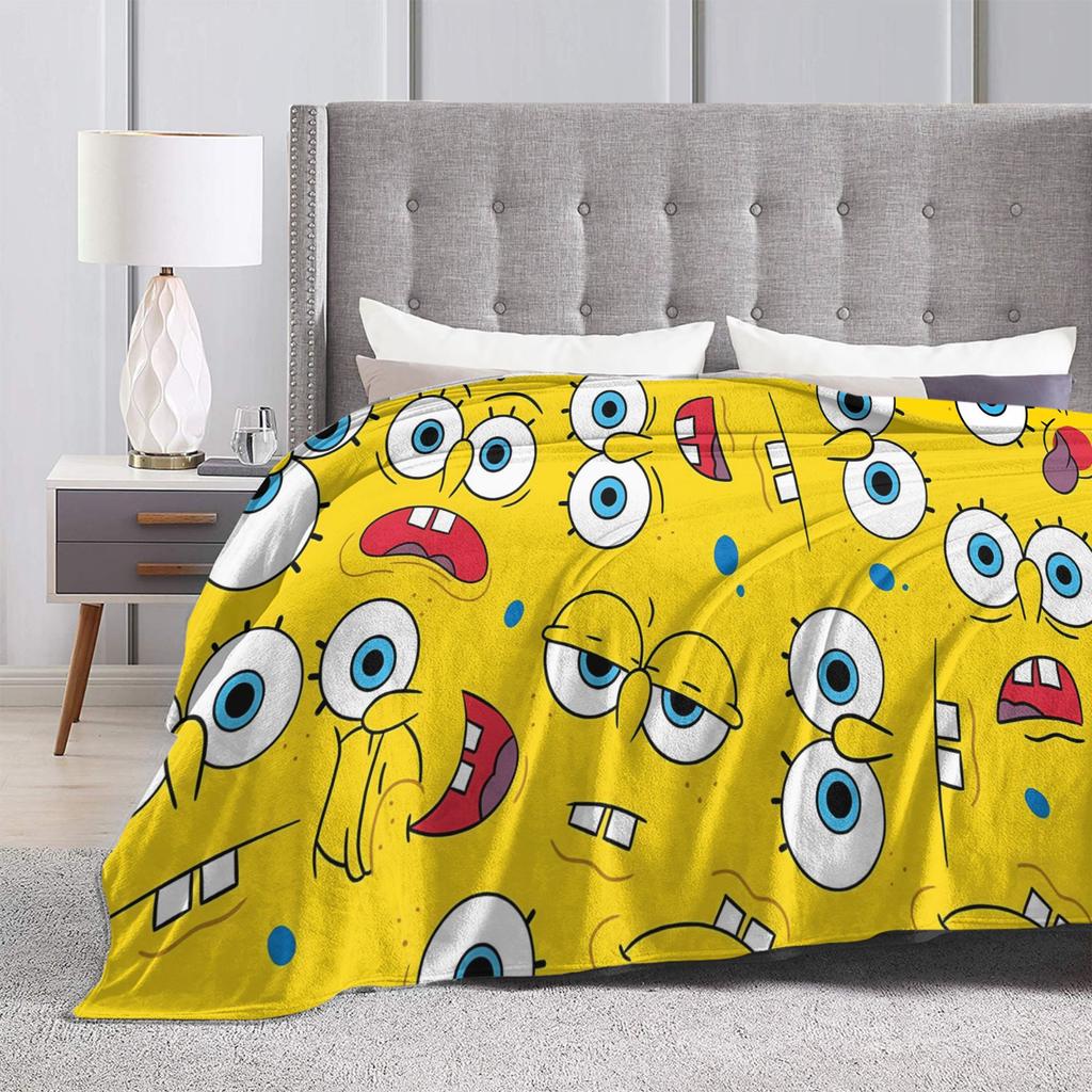 SpongeBobs Dense Yellow Eyes Repeat Tile Blanket Quality Soft Warm  Bedding Throws Winter Couch Chair Sofa Bed Bedspread