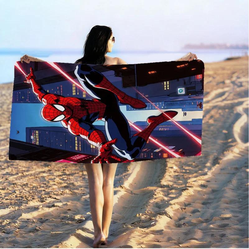 Marvel Spider-Man Druck Strandtuch, Superhelden Poster Schnelltrocknendes Handtuch, Geeignet für Schwimmbad Strand Ideal für Badezimmerhandtücher