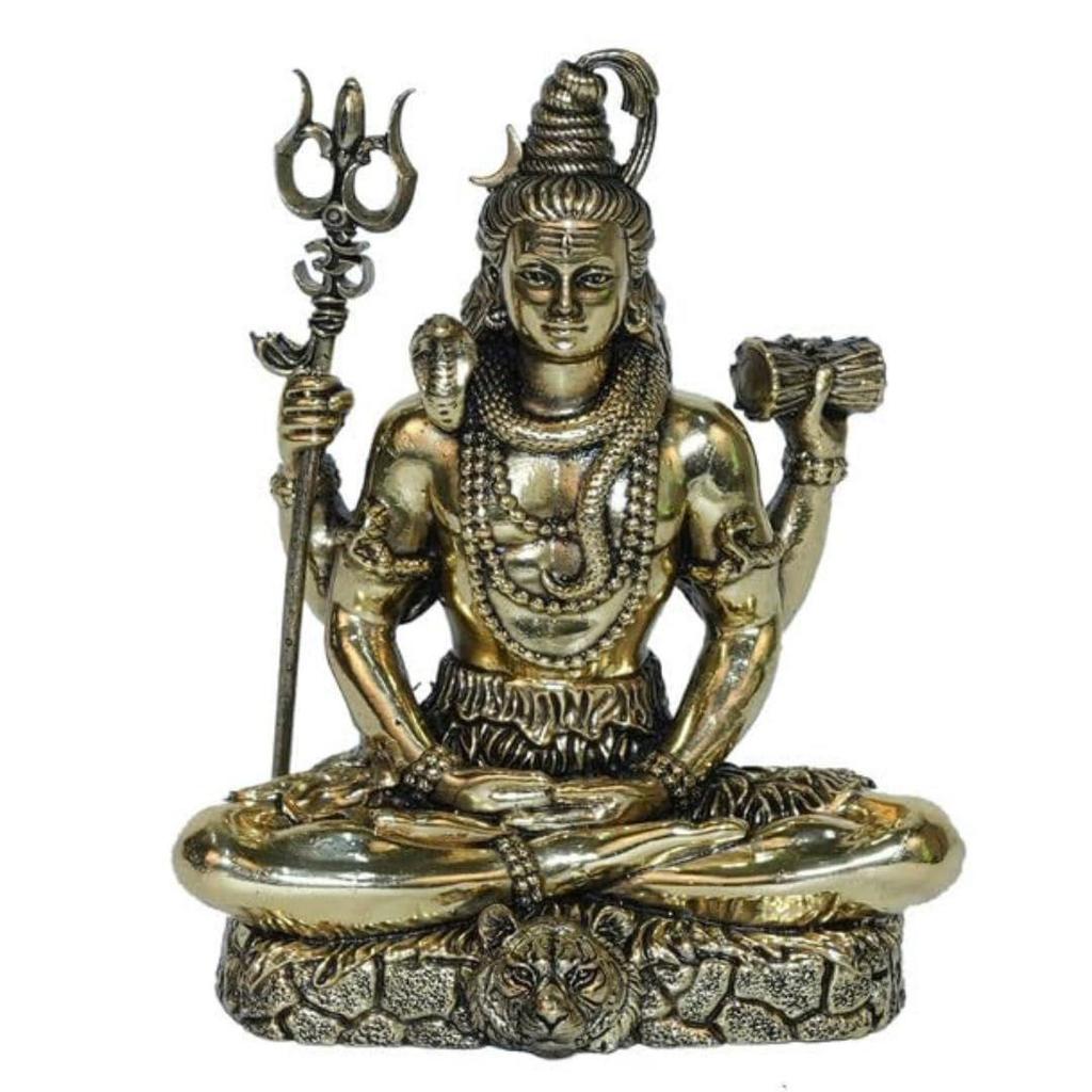 Mosazné Meditující Pán Šiva Idoly | 2 palce | Bůh Idol Dárek pro Diwali | Shivji | Mahadev Murti | Šiva | Bholenath Murti | Bůh Idol do auta
