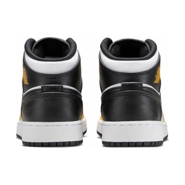 Air Jordan 1 Mid GS Yellow Ochre Kids Sneakers Black White DQ8423-701