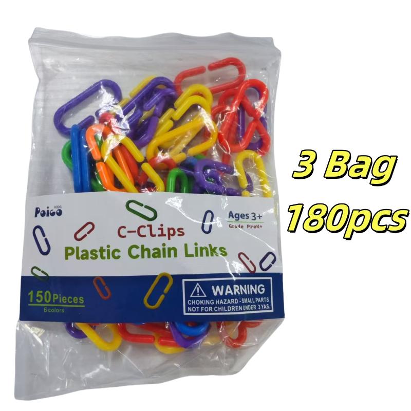 

60/180/300 шт. C-клипсы Крючки Цепь Пластиковые Игрушки для Попугая C-звенья Сахарный Посум Крыса Птица Игрушка Детали Аксессуары для Волнистого Попугайчика 3 Bag 180pcs