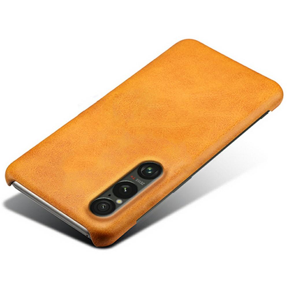 

For Sony Xperia 1 VII Case Calf Texture PU Leather Hard PC Protective Phone Cover Orange