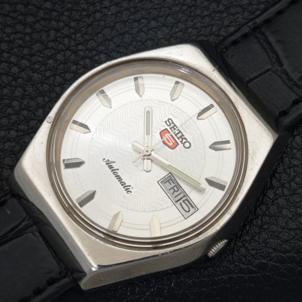 VINTAGE SEIKO 5 AUTOMATIC 6309A JAPAN MENS SILVER COLOR DIAL WATCH A500839-5 R154-a500839