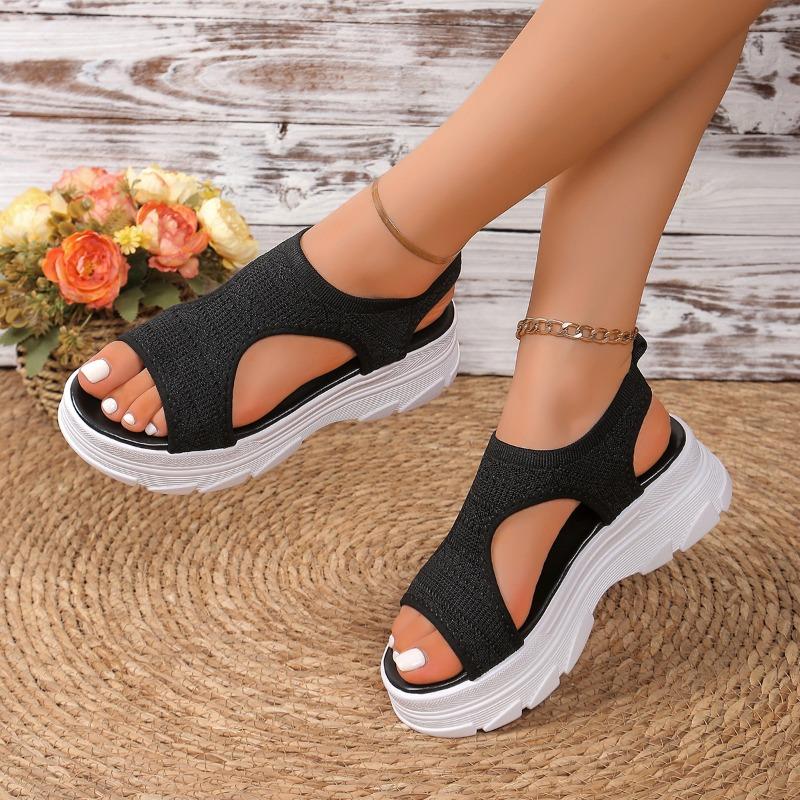 Scarpe Estive da Donna 2025 Sandali con Zeppa e Plateau a Rete con Dettaglio Pesce Sandali da Donna a Punta Aperta Scarpe Casual Leggere da Donna Zapatillas Mujer