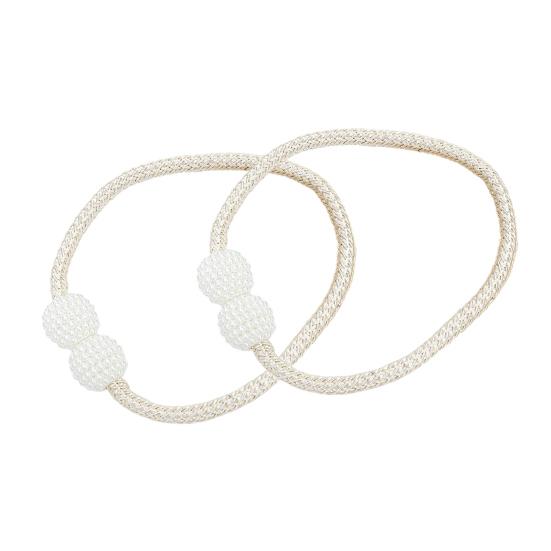 Umbra Studio 1 Pair Faux Pearl Curtain Tiebacks, Elegant Beaded Holdbacks, Woven Rope Decorative Drapery Holders for Living Room Bedroom Kitchen