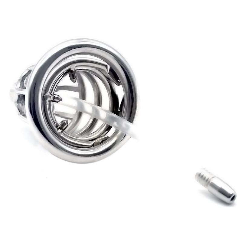 CB Lock for Men Stainless Steel Penis Cage Adult Sex Toy Cock Cage Cockring BDSM Slave Chastity Fetish Urinary Catheter