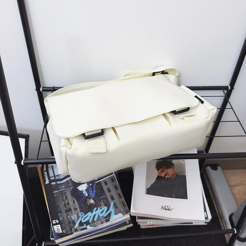 Harajuku simple shoulder bag canvas messenger bag casual versatile student schoolbag large capacity men's back bag