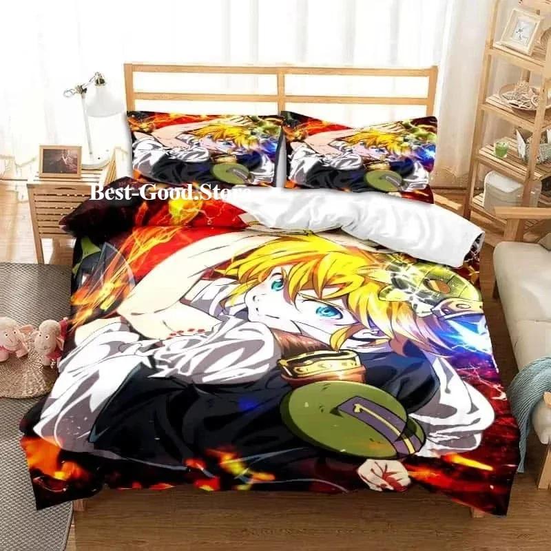 Nouvel Anime Les Sept Péchés Capitaux Al Saison Ensemble Lit Jumeau Ensemble de Linge de Lit Imprimé Avec Taie d'Oreiller Lit Doux Housse de Couette Douce Simple Double