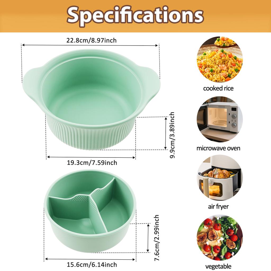 Microwave Silicone Steamer 3 Compartments Microwave Pot Heat Resistance Multifunctional Steamer Bowl Portable Air Fryer Pot Easy
