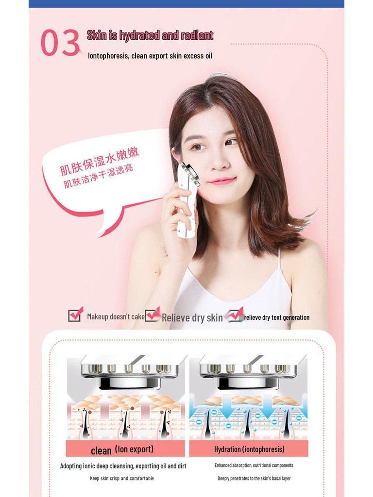 Ultrasonic Iontophoresis & Vibrating Light Therapy Skin Rejuvenation Device