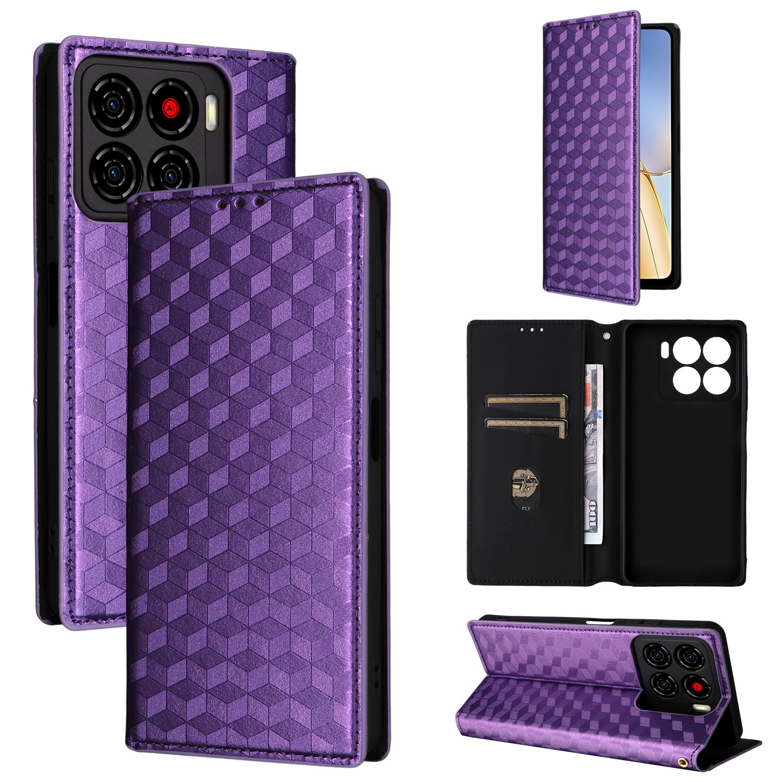 

Флип-чехол для ZTE Blade A56 из искусственной кожи, защита всего корпуса [блокировка RFID], чехлы для телефона, чехол-кошелек for ZTE Blade A56 фиолетовый