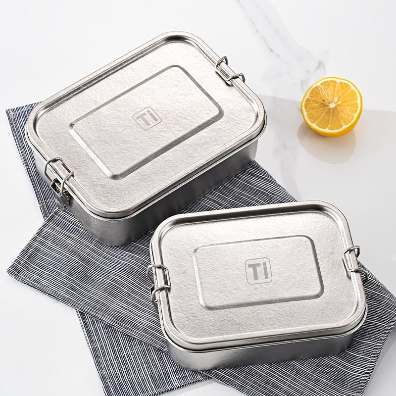 Pure Titanium Lunch Box Adults Portable Leakproof Food Container Microwave Safe Single Compartment
