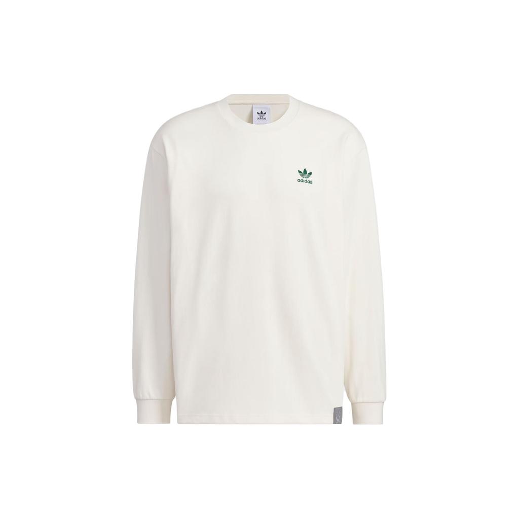 Adidas Originals Letter Pattern Printed Sports Loose American Vintage Long Sleeve Drop Shoulder T-Shirt Unisex Tops Pink White IZ1538