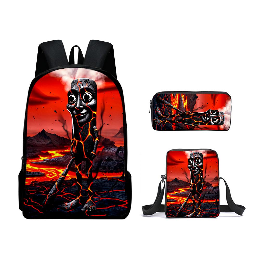 High-end Ice Plus fire Soccerly Foot Ball 3D Design 3pcs/Set Learner Bags Everyday Laptop Knapsack Backpack Sling Carry Tote Pencil Pouch
