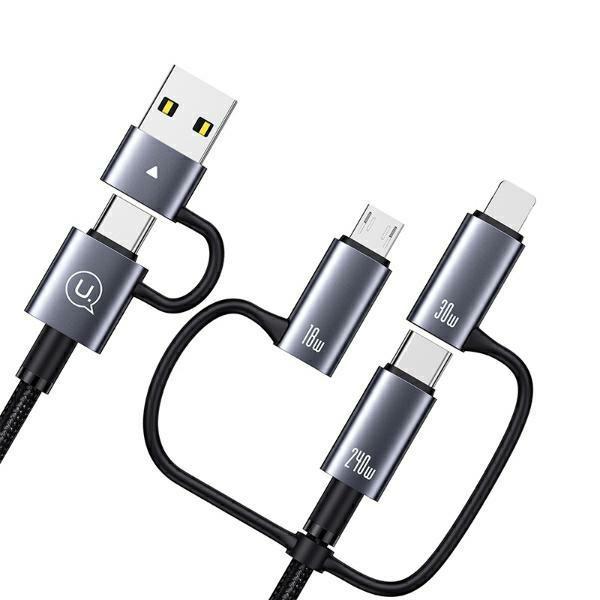 Kabel USB-C 240W USAMS 1,2m Szybkie ładowanie Srebrny