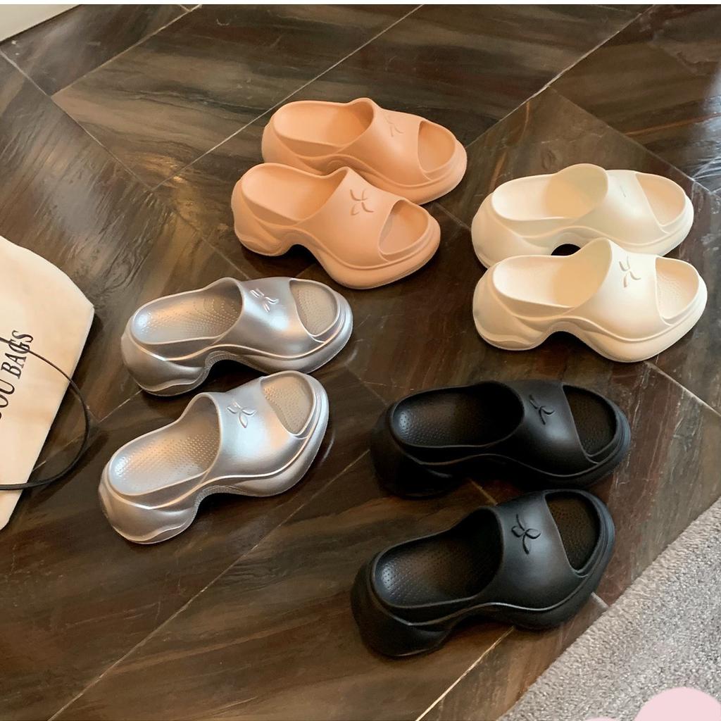 Blue Cabinet, Fashionable Fine Inner Height Increase Thick Bottom EVA Versatile Soft Bottom Beach Slippers Women's New Summer Outer Wear