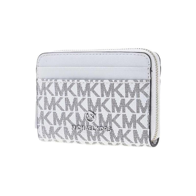 MICHAEL KORS Jet Set Brand Logo Letter Logo Canvas with Leather Coin Purse Small Size Women's White with Black